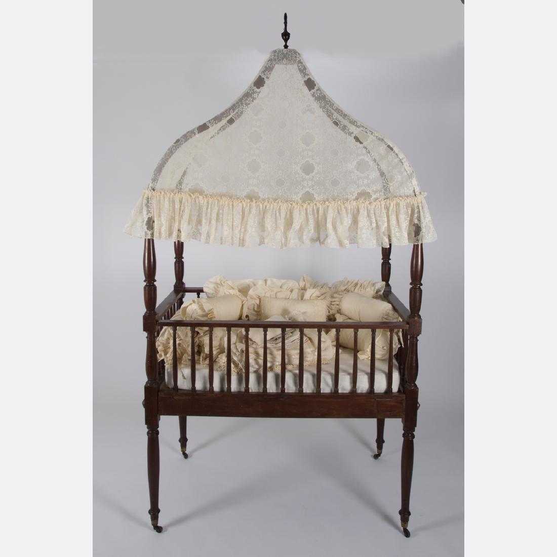 A Victorian Mahogany Doll's Cradle with Canopy, 19th (1 of 5)