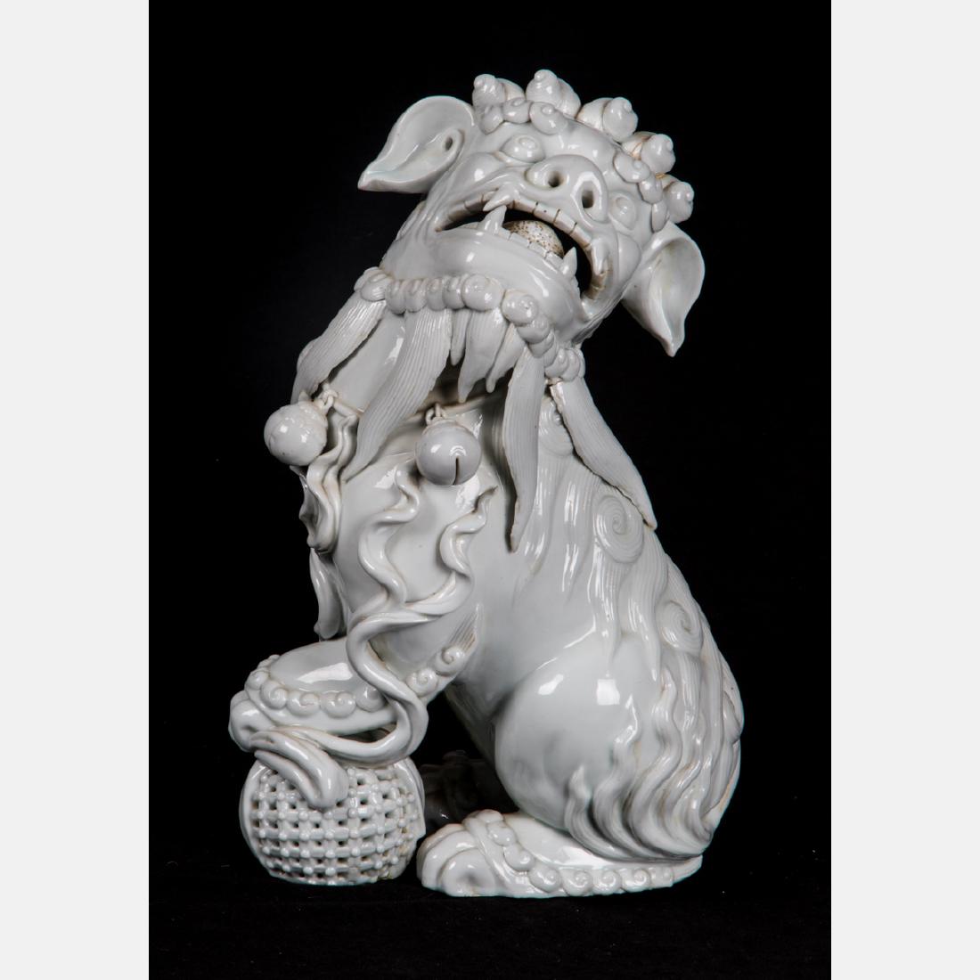 A Chinese Porcelain Blanc de Chine Foo Dog, 20th (1 of 16)
