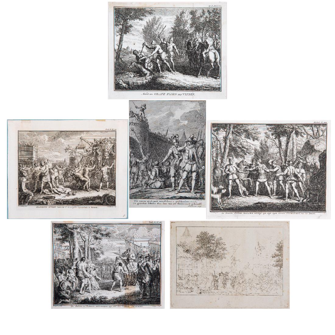 A Group of Six Etchings and Engravings by Various: A Group of Six Etchings and Engravings by Various Artists, 18th/19th Century, Including pieces by Jacob Folkema (1692-1767), Louis Fabricius DuBourg (1693-1775), Johannes Bemme (1775-1841), and Jacobu