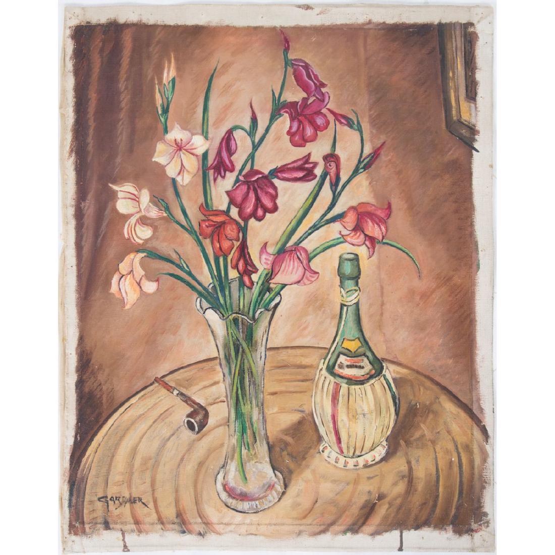 Fred Gardner (1880-1952) Still Life, Oil on canvas,: Fred Gardner (1880-1952) Still Life, Oil on canvas, Signed lower right; signed, titled and dated 1935 on verso. H: 21 3/4 W: 17 3/4 in.