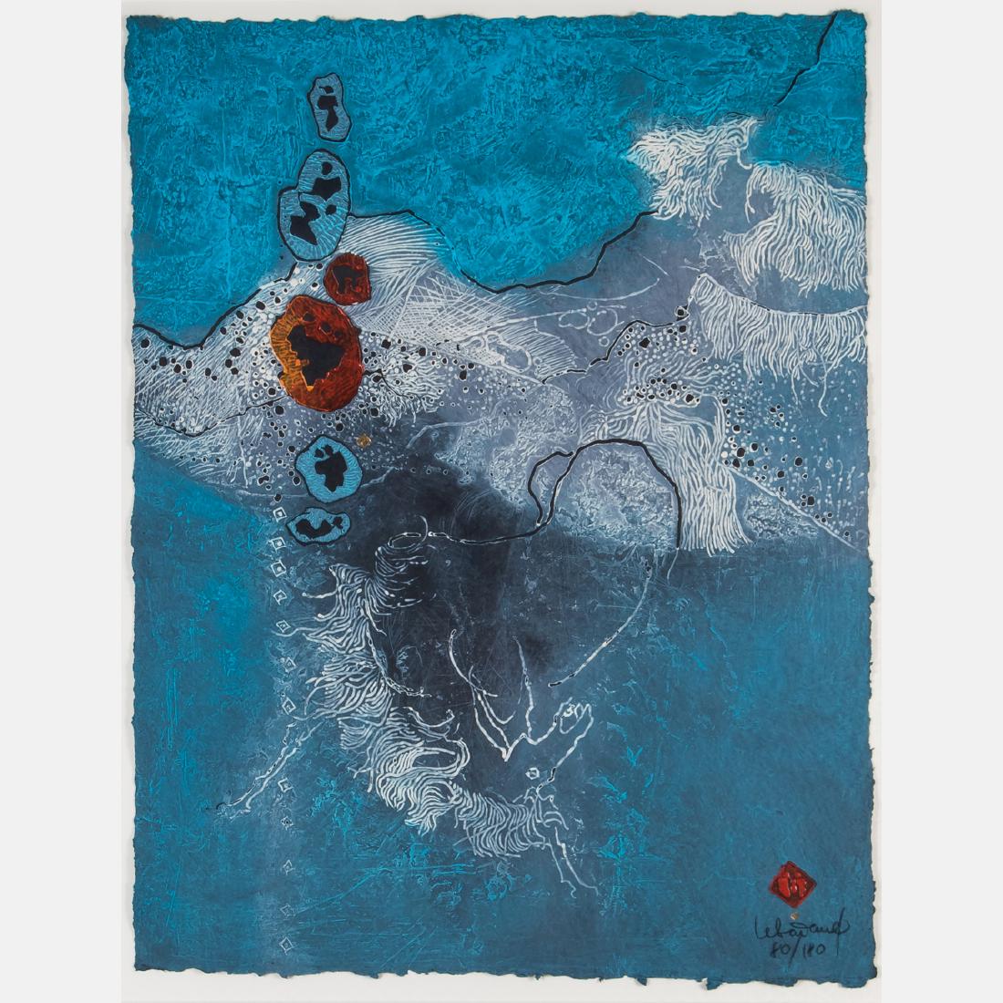 Le Ba Dang (Dang Lebadang) (1921-2015) Espace Horse,: Le Ba Dang (Dang Lebadang) (1921-2015) Espace Horse, Lithograph with intaglio etching, Signed and numbered 80/180 lower right. Framed dimensions: h: 36 3/4 x w: 29 1/2 in. H: 26 3/8 W: 19 5/8 in.