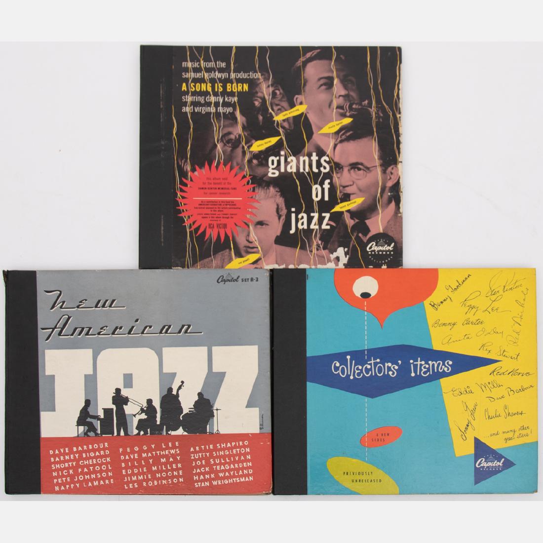 A Group of Three Jazz Capitol Records 10 in. Shellac 78: A Group of Three Jazz Capitol Records 10 in. Shellac 78 Record Sets, 20th Century, Including: 'Giants of Jazz, Danny Kaye and Virginia Mayo' (Capitol CC 106, 3 record set); 'Collectors' Items, 8 New S