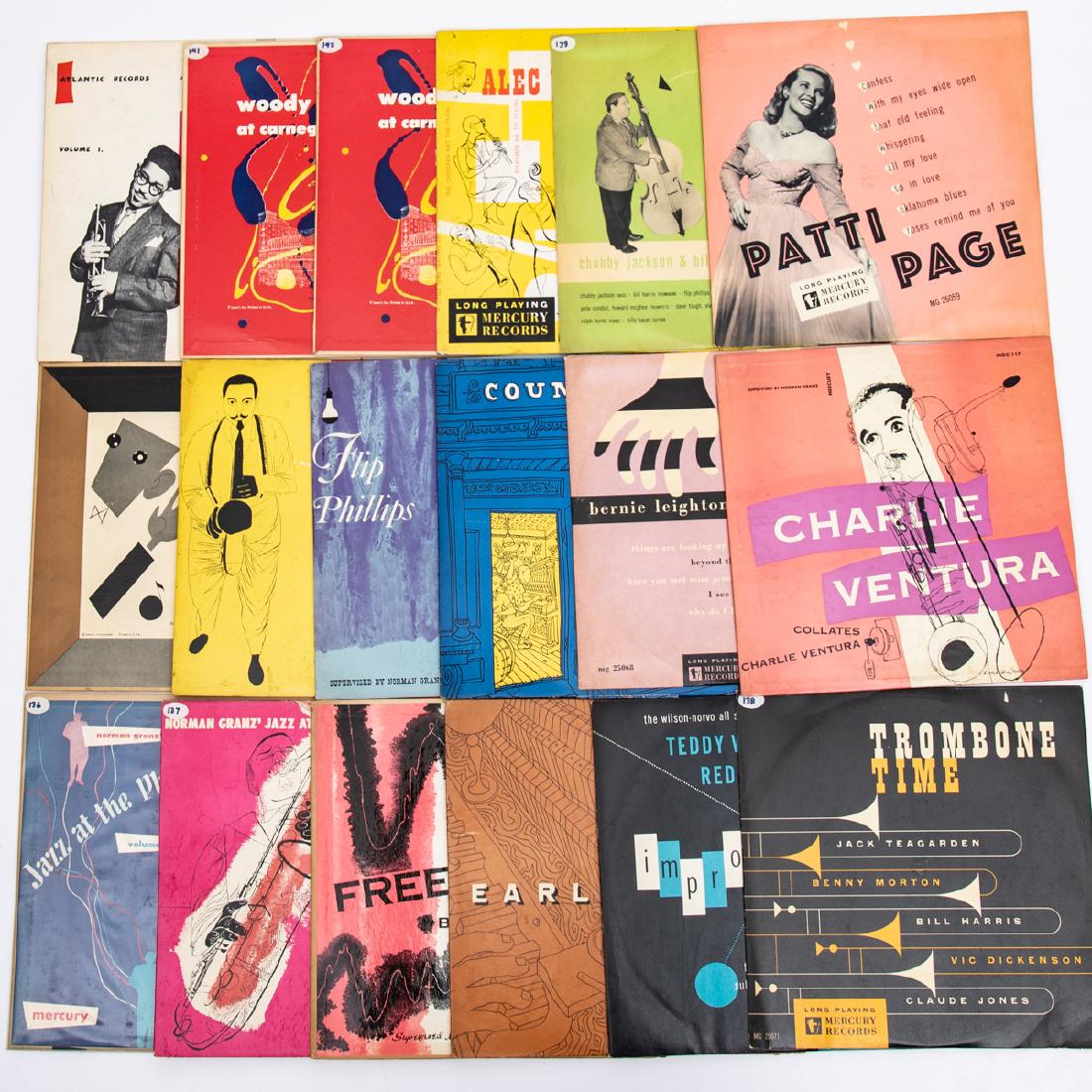 A Group of Eighteen Jazz 10 in. Vinyl LPs from Various: A Group of Eighteen Jazz 10 in. Vinyl LPs from Various Labels, 20th Century, Including: 'Volume I, Dizzy Gillespie' (Atlantic Records ALR 138); 'I Hear Music, George Shearing Quintet' (MGM Records E15