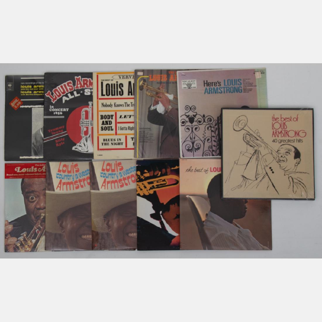 A Group of Eleven Louis Armstrong 12 in. Vinyl LPs from: A Group of Eleven Louis Armstrong 12 in. Vinyl LPs from Various Labels, 20th Century, Including: 'Rare Recordings of the Twenties Vol. 3, Louis Armstrong and his Hot Four with Lillie Delk Christian' (