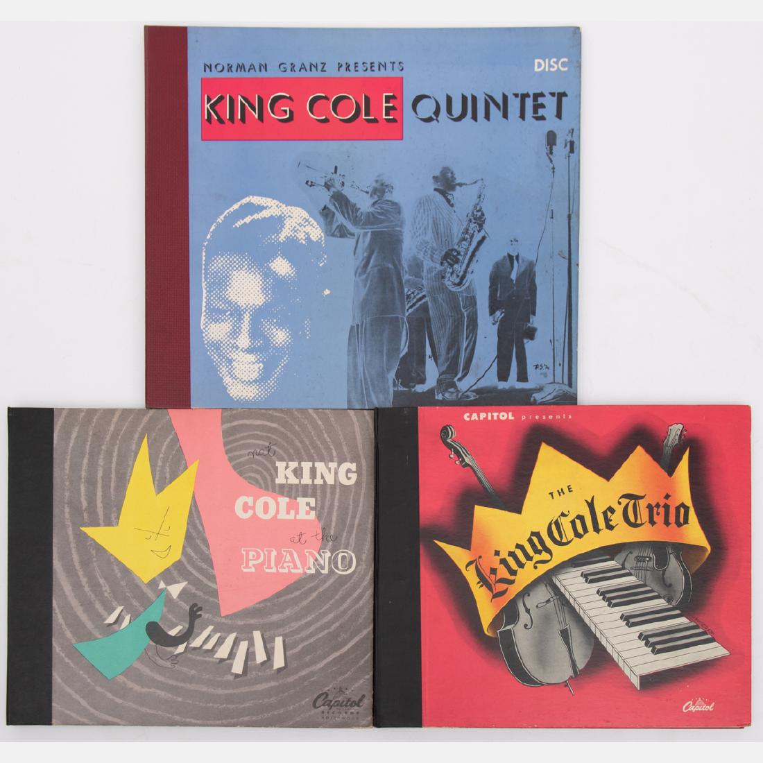 A Group of Three Nat King Cole 10 in. Shellac 78 Record: A Group of Three Nat King Cole 10 in. Shellac 78 Record Sets from Various Labels, 20th Century, Including: 'Nat King Cole at the Piano' (Capitol CC 135, 3 10" record set); 'The King Cole Trio' (Capito