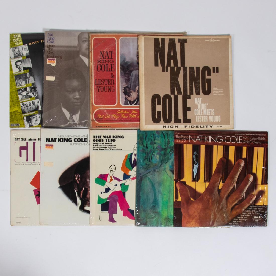 A Group of Nine Nat King Cole 12 in. Vinyl LPs from: A Group of Nine Nat King Cole 12 in. Vinyl LPs from Various Labels, 20th Century, Including: 'Nat King Cole & Lester Young' (Crown Records Hi-Fidelity CLP 5412); 'Nat King Cole Meets Lester Young' (Cr