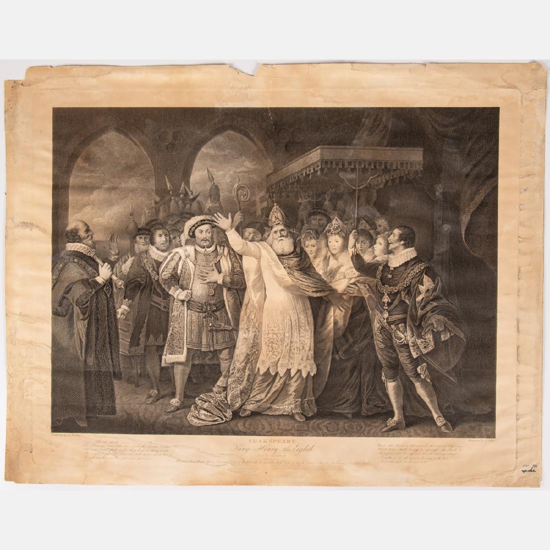 Joseph Collyer (1748-1827) Shakespeare, King Henry the: Joseph Collyer (1748-1827) Shakespeare, King Henry the Eighth, Etching. Sheet dimensions: h: 21 3/4 x w: 28 in. H: 19 1/2 W: 24 5/8 in.