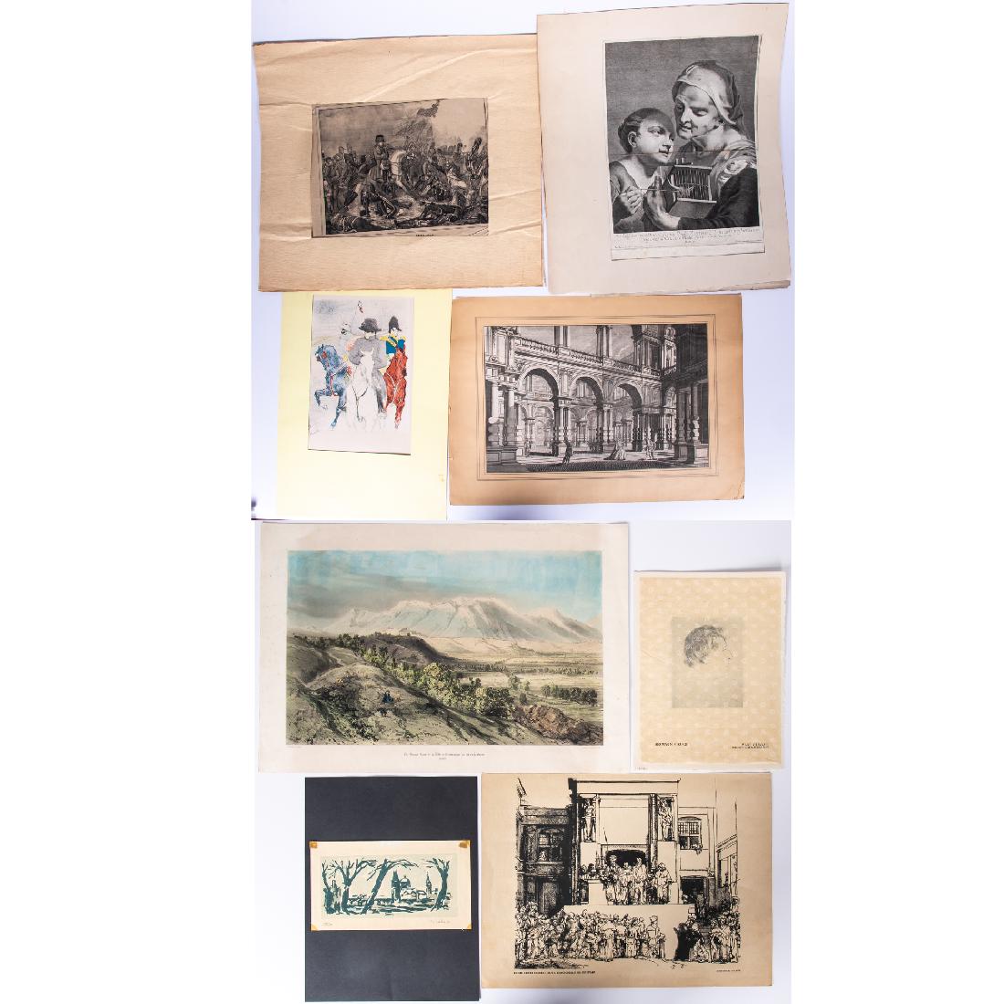 A Group of Eight Etchings and Lithographs by Various: A Group of Eight Etchings and Lithographs by Various Artists, 18th-20th Century, Including a reproduction Henri Toulouse-Lautrec (1864-1901), a Herman Struck (1876-1944),a Marc Chagall (1887-1985), a 