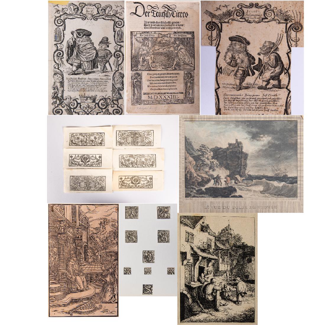 A Collection of Twelve Etchings and Woodcuts on Laid: A Collection of Twelve Etchings and Woodcuts on Laid Paper after Various Artists, 18th/19th Century, Including pieces after Adrian van Ostade, Nicholas Christopher Matthes (1729-1796), and Laurent Guy