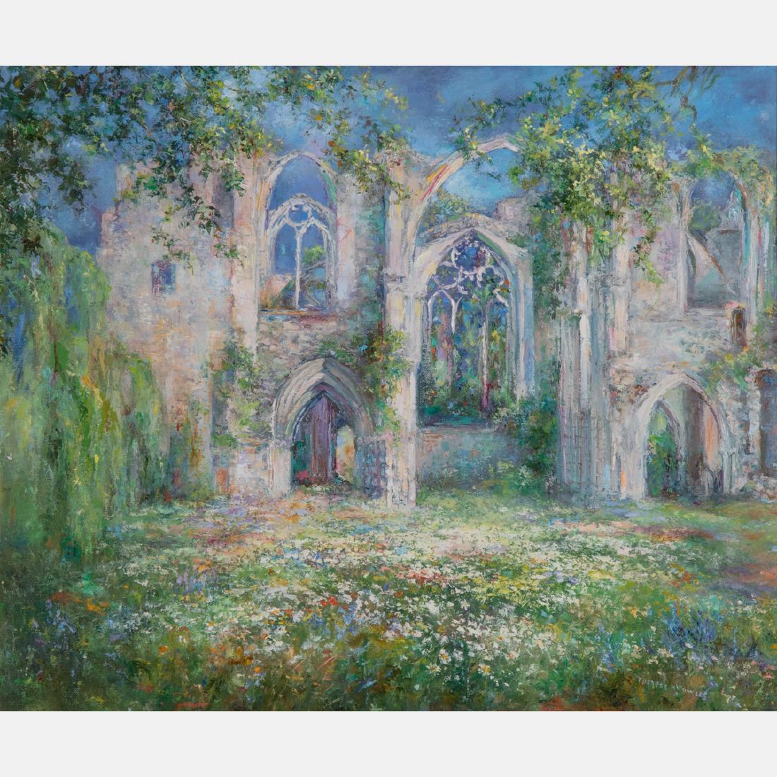 Theresa Knowles (American, 1918-2008) Ruins, Oil on: Theresa Knowles (American, 1918-2008) Ruins, Oil on canvas, Signed lower right. H: 19 1/2 W: 23 1/2 in.