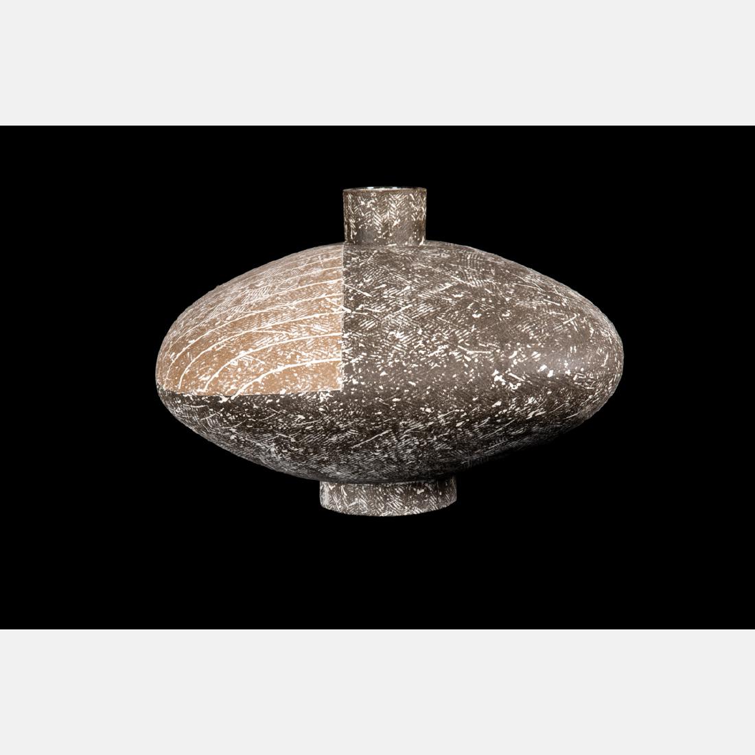 Claude Conover (America, 1907-1994) Beeb, Stoneware: Claude Conover (America, 1907-1994) Beeb, Stoneware vessel, Signed and titled on bottom. With original clear plastic insert. H: 11 1/2 W: 19 1/2 D: 19 1/2 in.