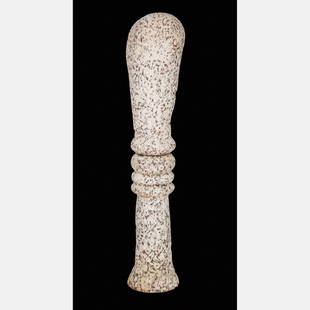 George Roby (American, 1936-2017) Abstract Sculpture,: George Roby (American, 1936-2017) Abstract Sculpture, Raku ceramic, Unsigned. In two parts. H: 64 1/2 W: 15 D: 12 in. From the collection of George Roby (1936-2017).