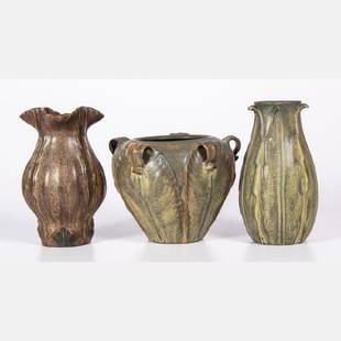 A Group of Three Ephraim Pottery Vases by Various: A Group of Three Ephraim Pottery Vases by Various Artists, 20th Century,Including a piece by Laura Klein, Mary Pratt and Ken Nekola. All signed on bottom.Largest dimensions: h: 8 1/2 in.