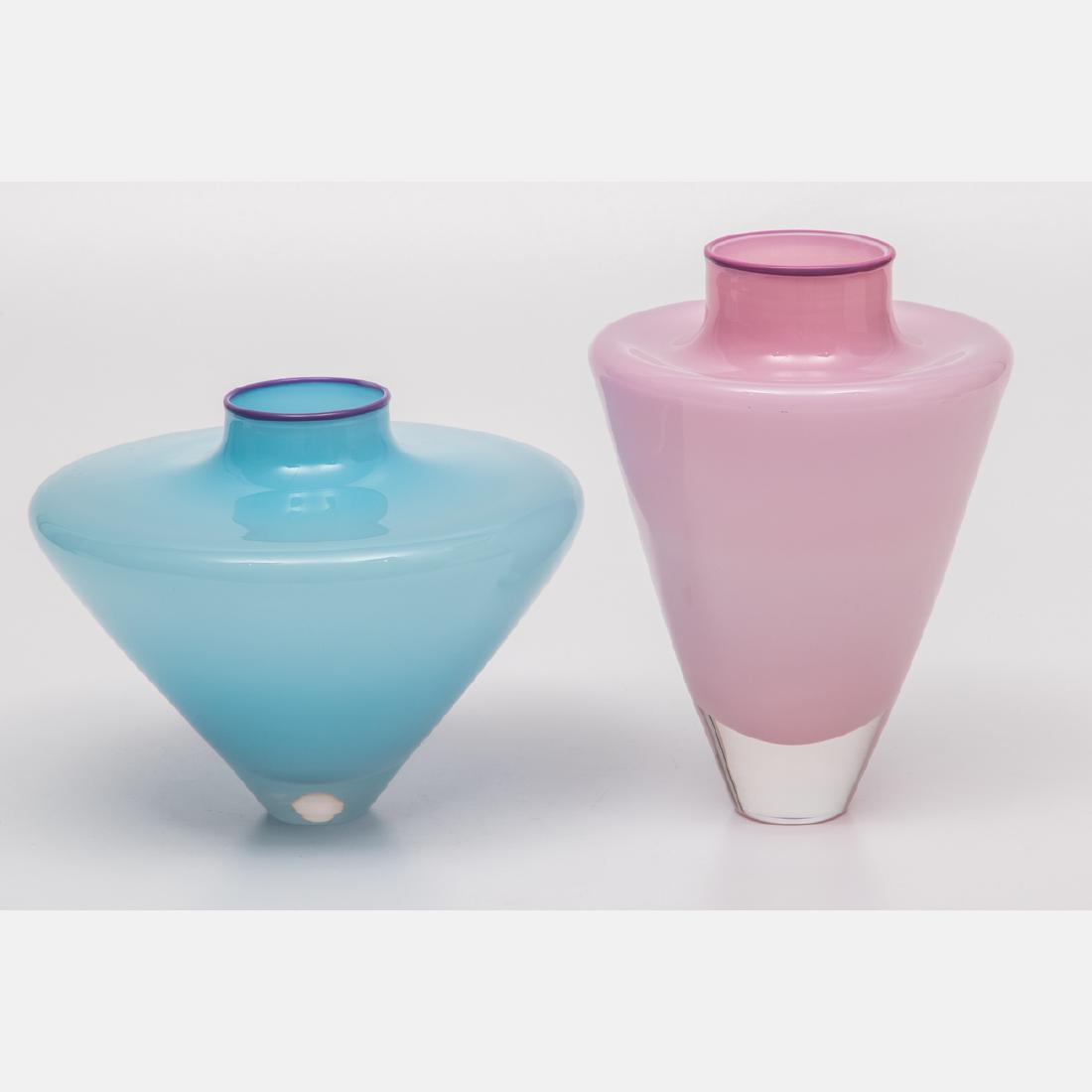 Two Young and Constantine Art Glass Vases, 20th: Two Young and Constantine Art Glass Vases, 20th Century, Both signed on bottom. Largest dimensions: h: 11 3/4 in.