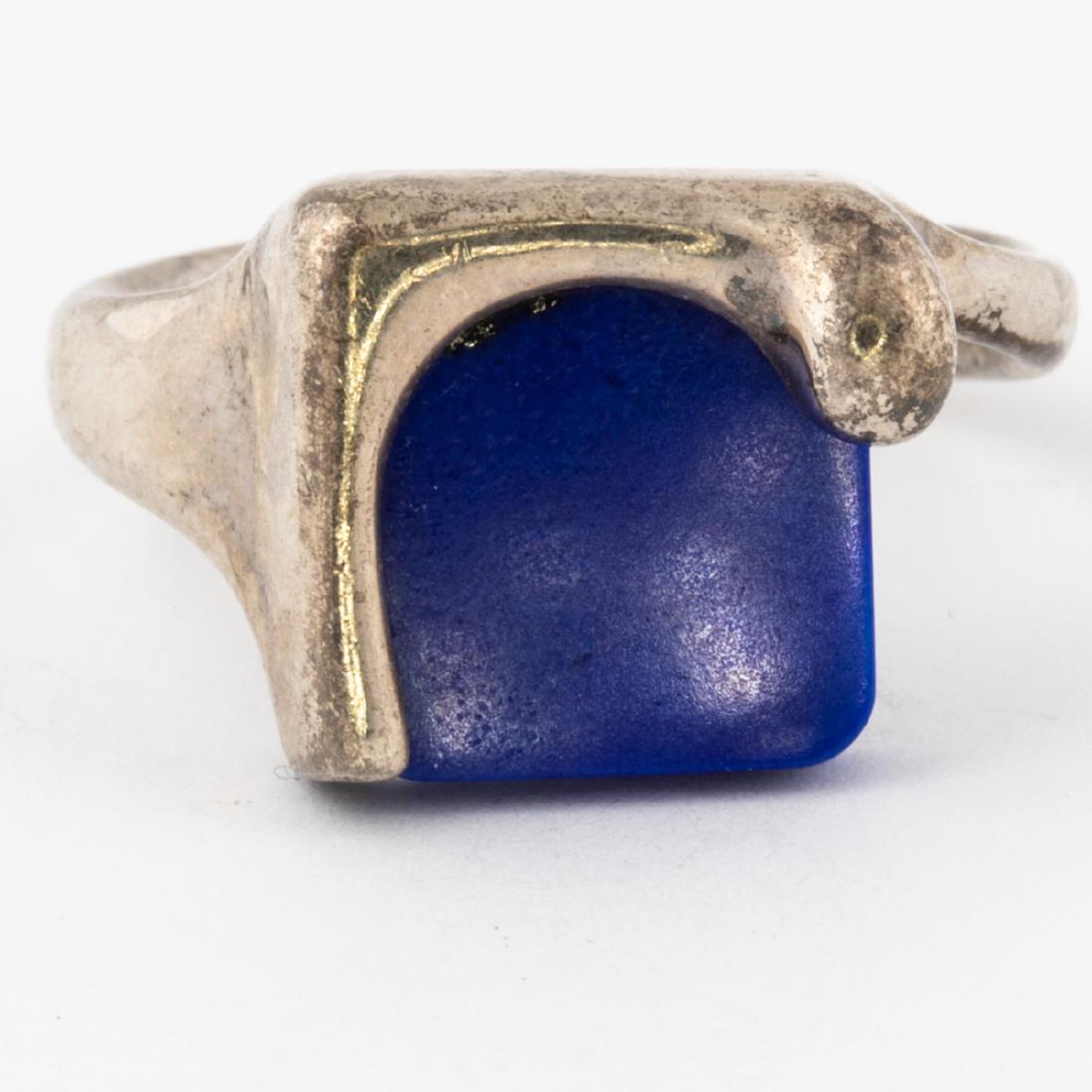 A Tiffany & Co. Elsa Peretti Sterling Silver and Lapis: A Tiffany & Co. Elsa Peretti Sterling Silver and Lapis Lazuli Ring, Marked Tiffany & Co., Peretti, Spain, 929. Ring size: 7 1/2. Total approx. weight: 3.4 dwt. Please note no credit card payments for