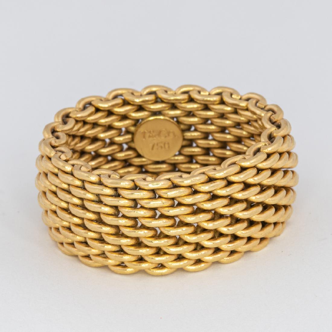 A Tiffany & Co. 18kt. Yellow Gold Somerset Mesh Ring.: A Tiffany & Co. 18kt. Yellow Gold Somerset Mesh Ring. Ring size: 8. Total approx. weight: 8.1 dwt Please note no credit card payments for first time buyers and seven business day hold on all checks.