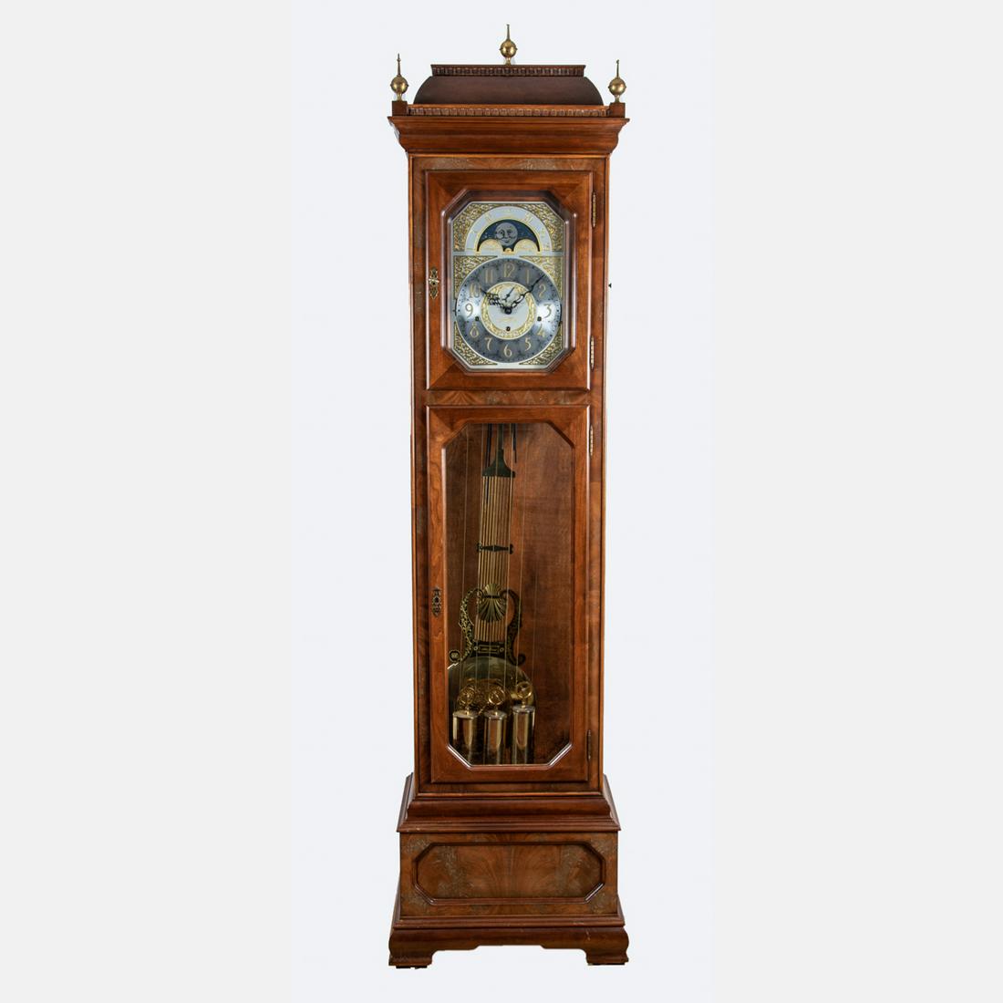 A Seth Thomas Mahogany Tall Case Clock, 20th Century.: A Seth Thomas Mahogany Tall Case Clock, 20th Century. H: 89 1/2 W: 23 3/4 D: 14 in.