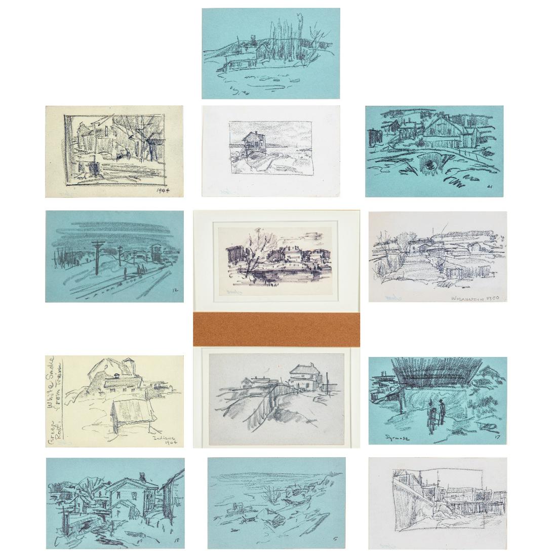 Carl Frederick Gaertner (American, 1898-1952) A Group: Carl Frederick Gaertner (American, 1898-1952) A Group of Studies and Sketches, Pencil on paper. Largest dimensions: h: 15 1/2 x w: 12 1/4 in.