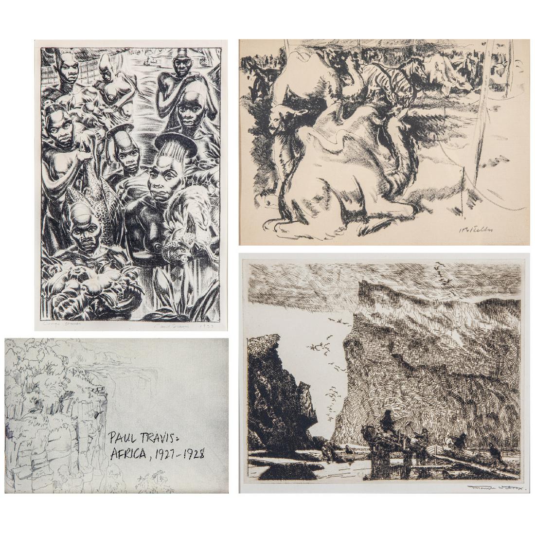 A Miscellaneous Collection of Drawings and Lithographs: A Miscellaneous Collection of Drawings and Lithographs by Various Artists, 20th Century, Including pieces by Paul Travis, Henry Keller and Frank Nelson Wilcox. Largest dimensions: h: 24 3/4 x w: 19 in