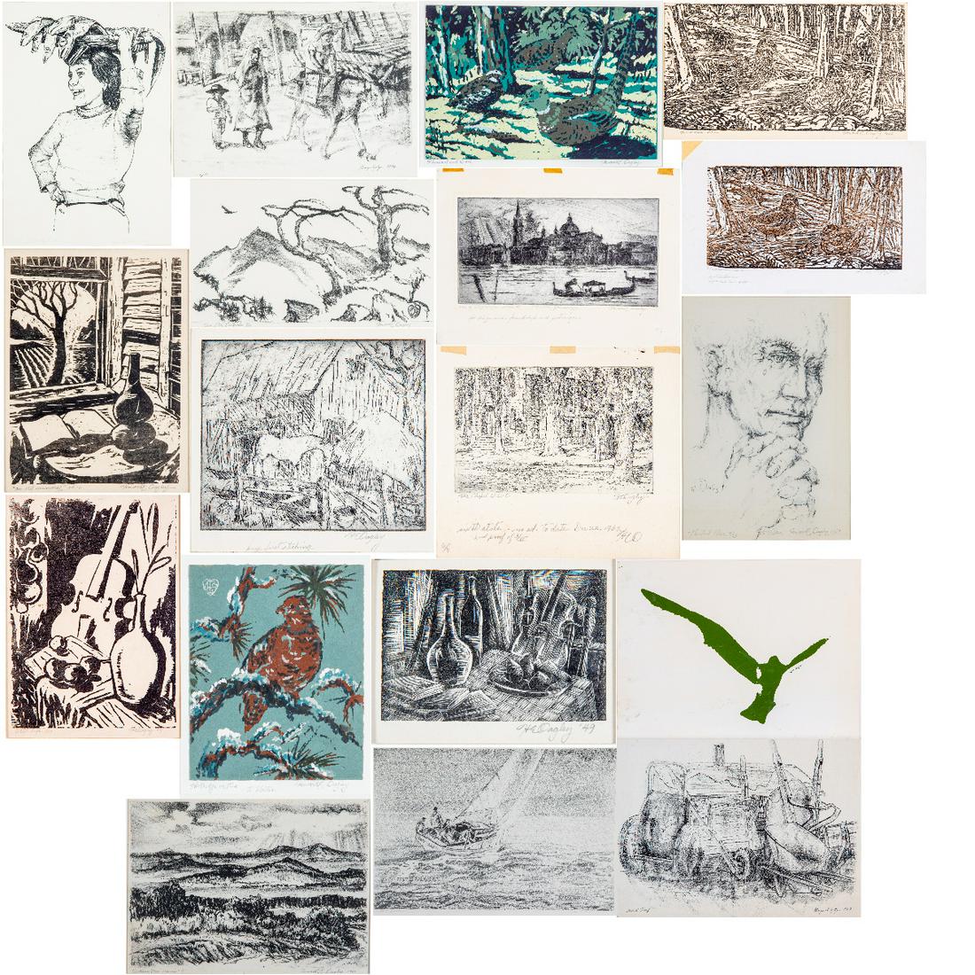A Collection of Prints and Lithographs by Various: A Collection of Prints and Lithographs by Various Artists, 20th Century, Including pieces by George A. Zotzer , Sue Crutch and Howard Oagley. Largest dimensions: h: 26 x w: 17 in.