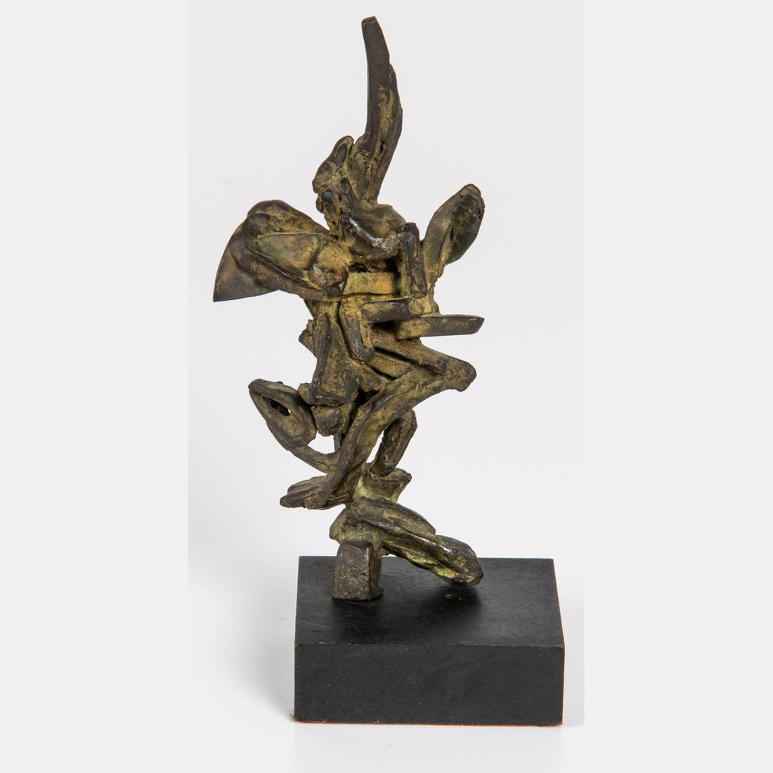 Helen Beling (1914-2001) Study, ca. 1970s, Bronze: Helen Beling (1914-2001) Study, ca. 1970s, Bronze maquette, Unsigned. On a wooden base. Measurements including base: H: 6 1/4 x W: 3 1/4 D: 2 1/8 in. H: 5 1/2 W: 2 3/4 D: 1 1/2 in. in.