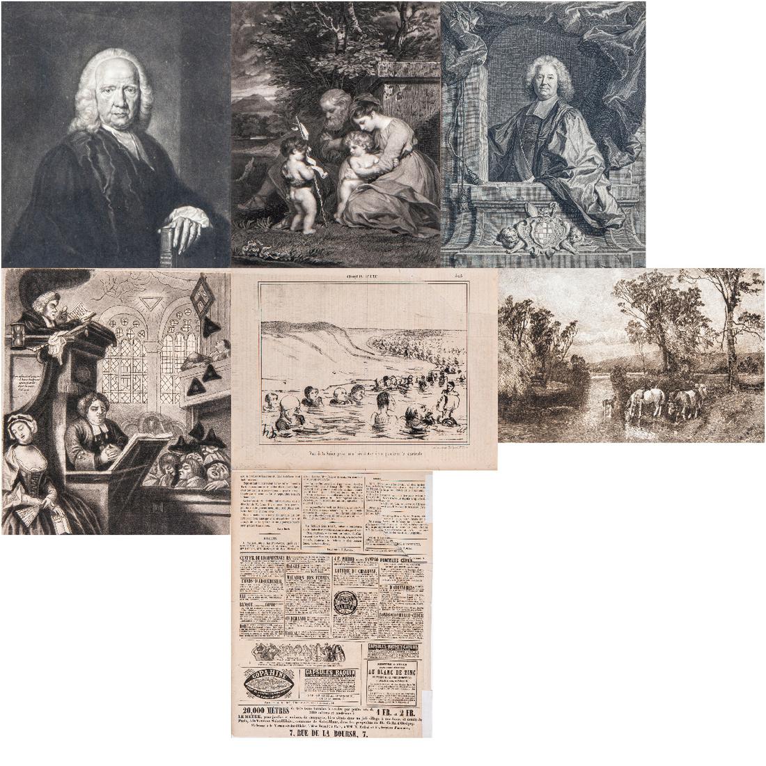 A Collection of Etchings and Engravings after Various: A Collection of Etchings and Engravings after Various Artists, 20th Century, Including pieces after Honore Daumier, William Hogarth, S.W. Reynolds and others. Largest dimensions: H: 21 1/2 x W: 16 in.