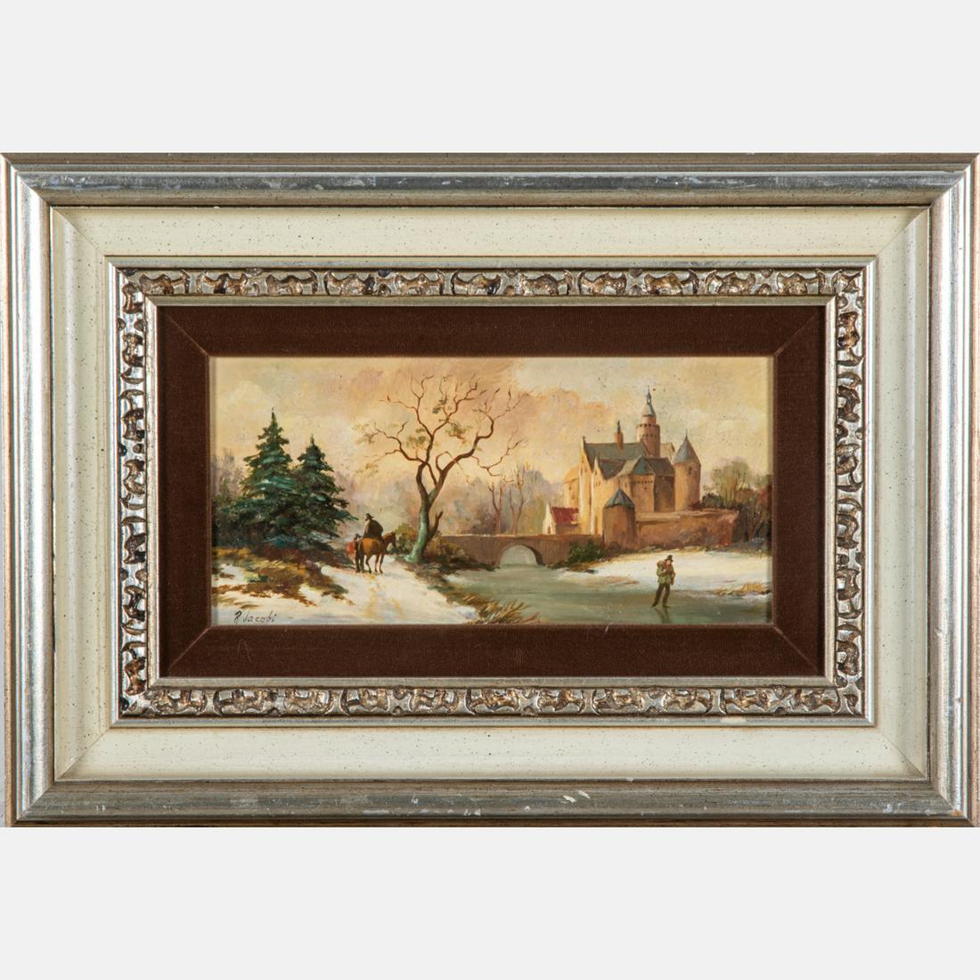 R. Jacobi (Netherlands, 20th Century) Winter Scene with (1 of 9)