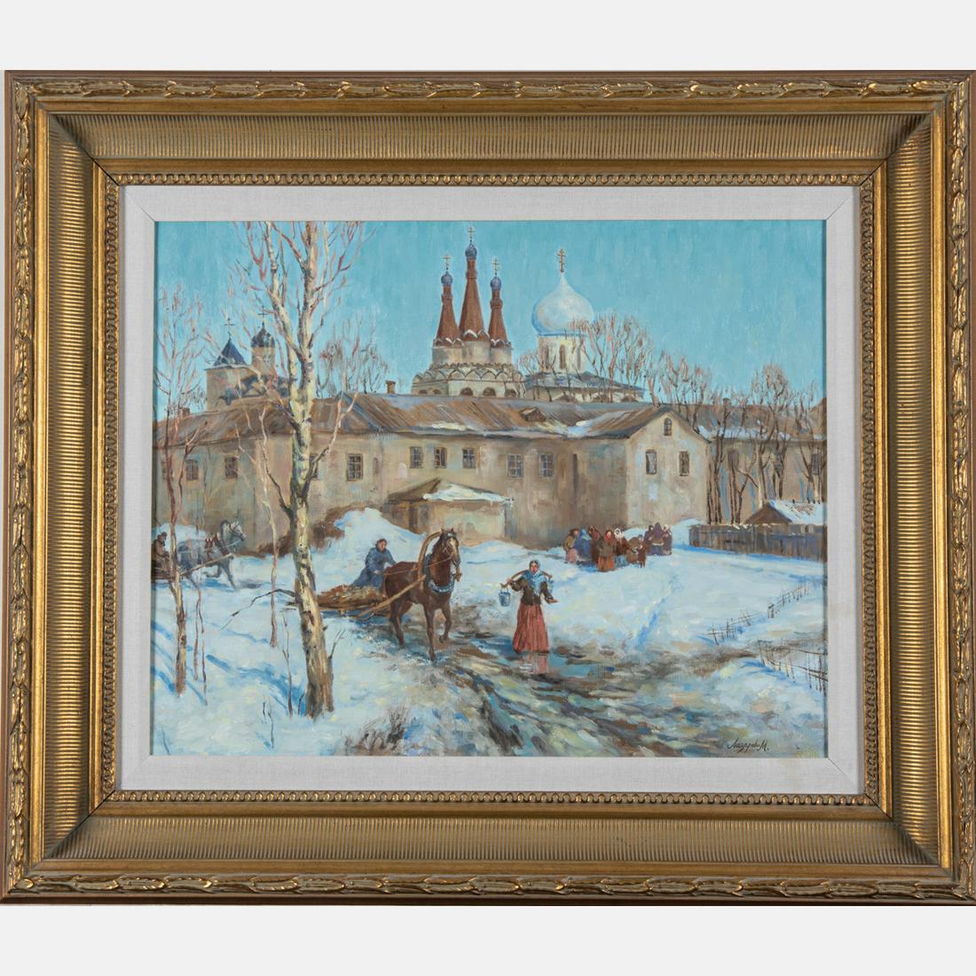 Russian School (20th Century) Winter Village Scene, Oil (1 of 6)