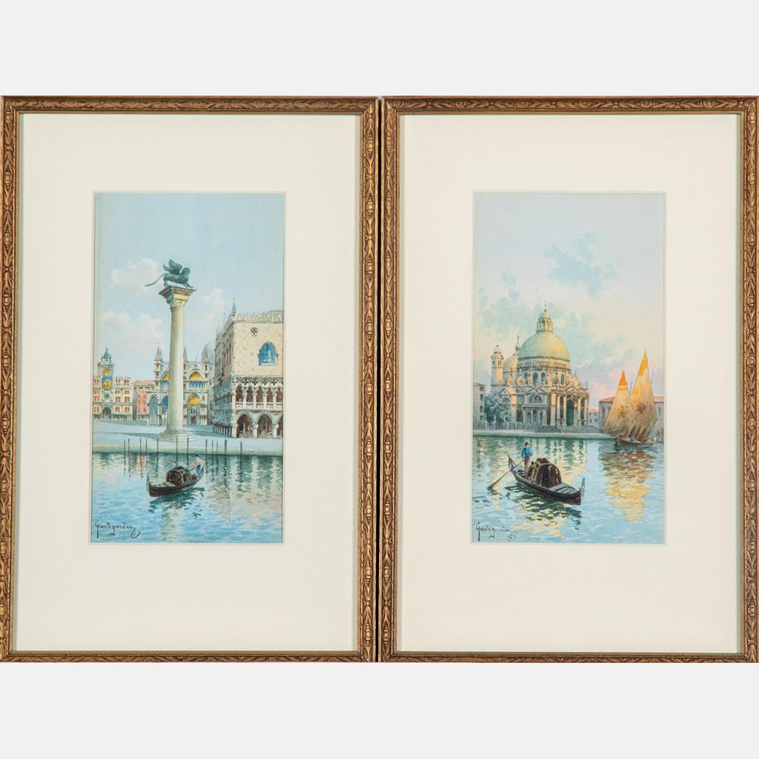 Natale Gavagnin (b.1851) Two Venetian Canal Scenes, (1 of 11)