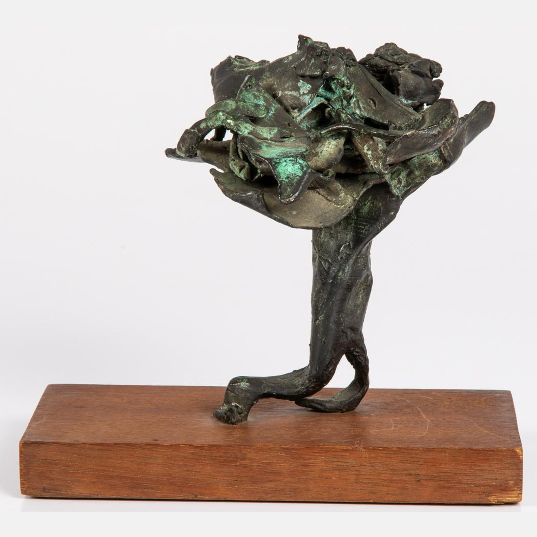 Helen Beling (American, 1914-2001) Burning Bush, Bronze: Helen Beling (American, 1914-2001) Burning Bush, Bronze maquette, Unsigned. On a wooden base. Measurements including base: H: 6 5/8 W: 7 5/8 D: 5 in. H: 6 W: 5 1/2 D: 5 in.