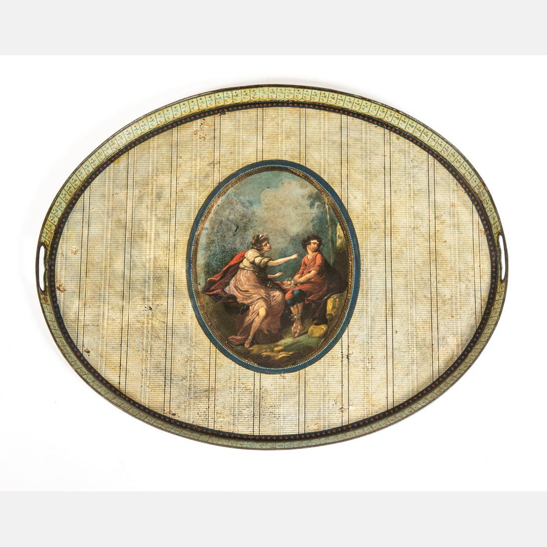 A George III Tole Painted Oval Tray, 18th/19th Century, (1 of 6)