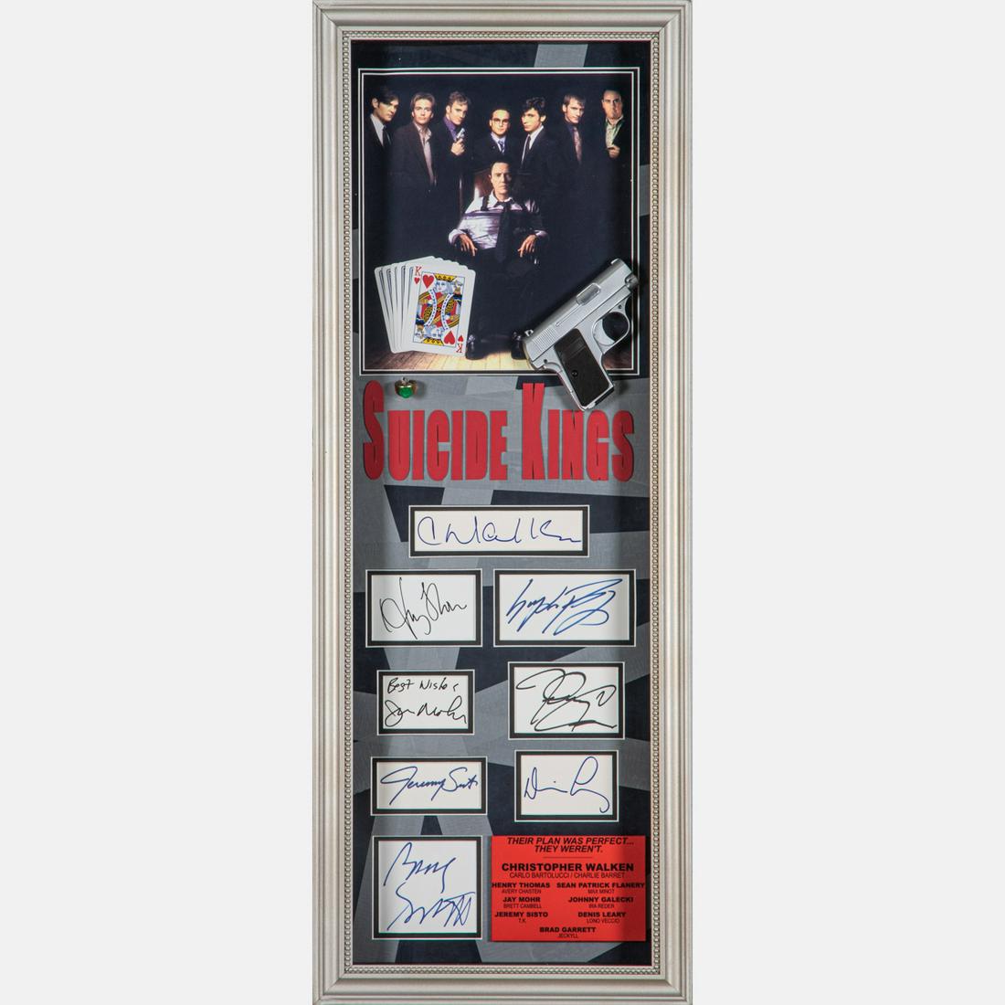 The Suicide Kings Cast Signature Clips, Autographed by: The Suicide Kings Cast Signature Clips, Autographed by Christopher Walken, henry Thomas, Sean Patrick Flanery, Jay Mohr, Johnny Galecki, Jeremy Sisto, Denis Leary and Brad Garrett,Framed in a shadow b
