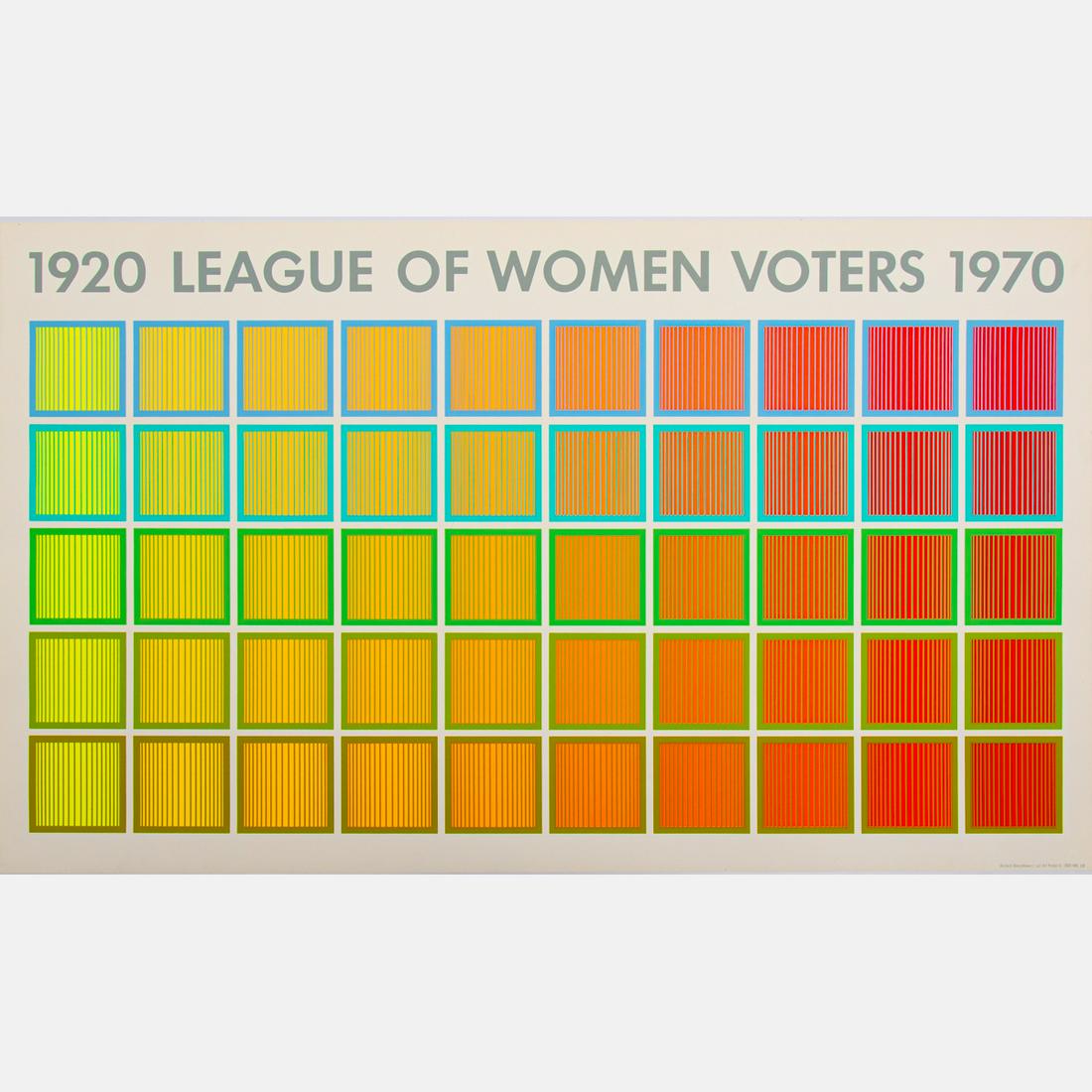 Richard Joseph Anuszkiewicz (American,1930-2020) League: Richard Joseph Anuszkiewicz (American,1930-2020)League of Women Voters, 1969,Silkscreen on wove paper,Unsigned, printer's stamp lower right.1969 serigraph designed by Anuszkiewicz and printed by HKL t
