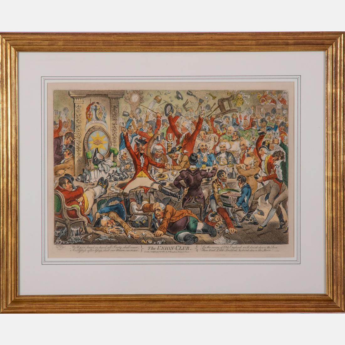 James Gillray (United Kingdom, 1757-1815) The Union: James Gillray (United Kingdom, 1757-1815)The Union Club,Hand-colored etching,Published January 21, 1801 by H. Humphrey.Framed dimensions: H: 20 1/2 x W: 25 1/4 in.H: 11 7/8 W: 17 1/4 in.