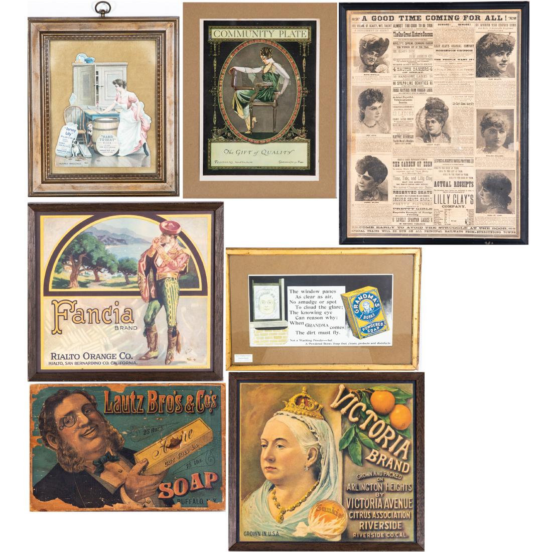 Antique Framed Lithograph Advertising Signs (1 of 18)