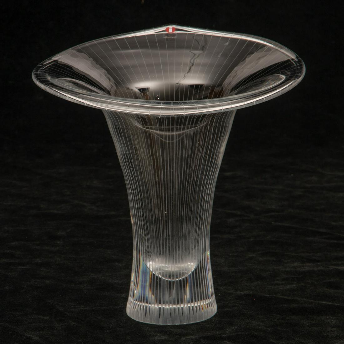 A Tapio Wirkkala Iittala Glassworks Modern Finnish Vase: A Tapio Wirkkala (Finnish, 1915-1985) Iittala Glassworks, Modern Finnish Vase. H: 7 1/4 W: 7 1/2 D: 7 7/8 in.