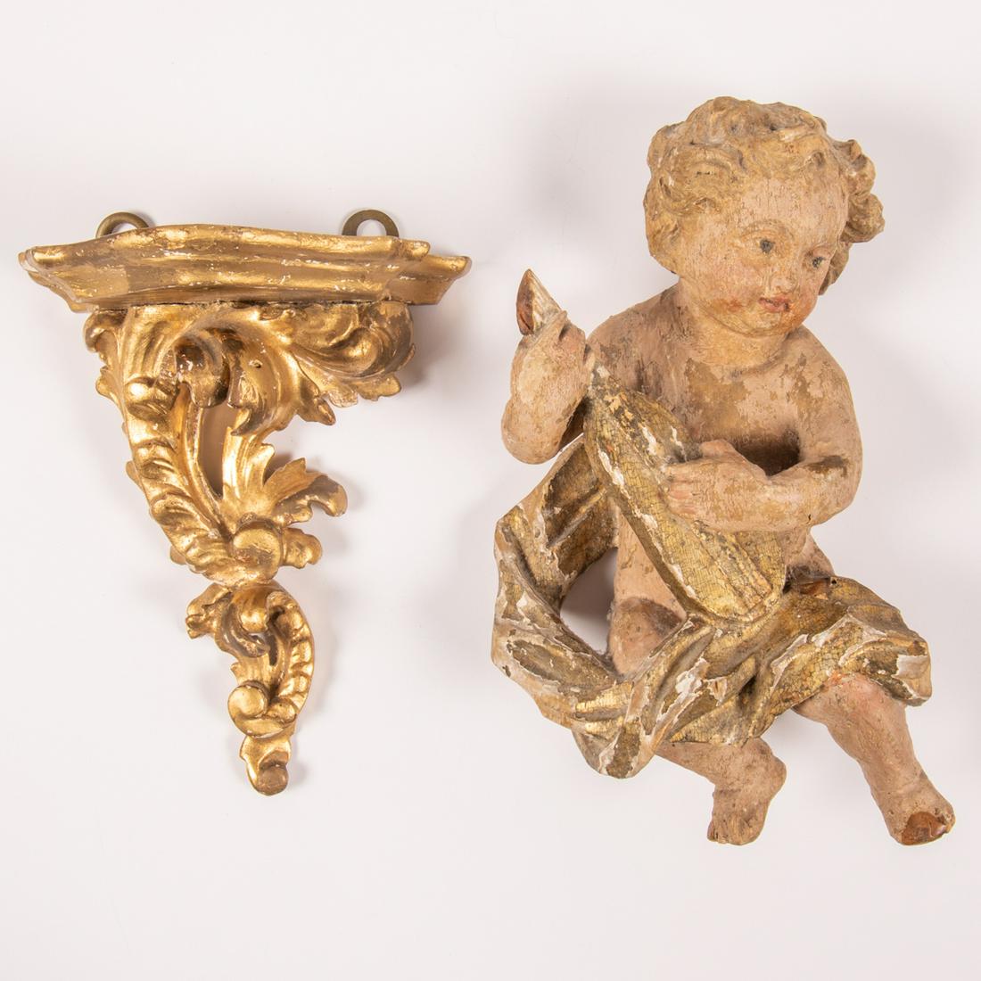 Venetian Carved and Polychrome Painted Putto on a Gilt (1 of 8)