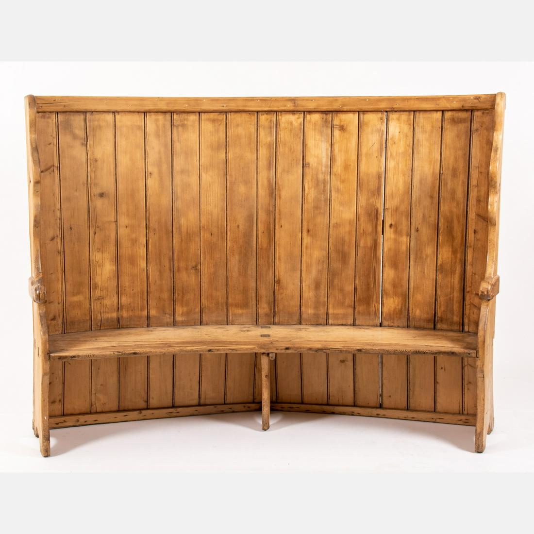 English Pine Curved High Back Settle (1 of 5)