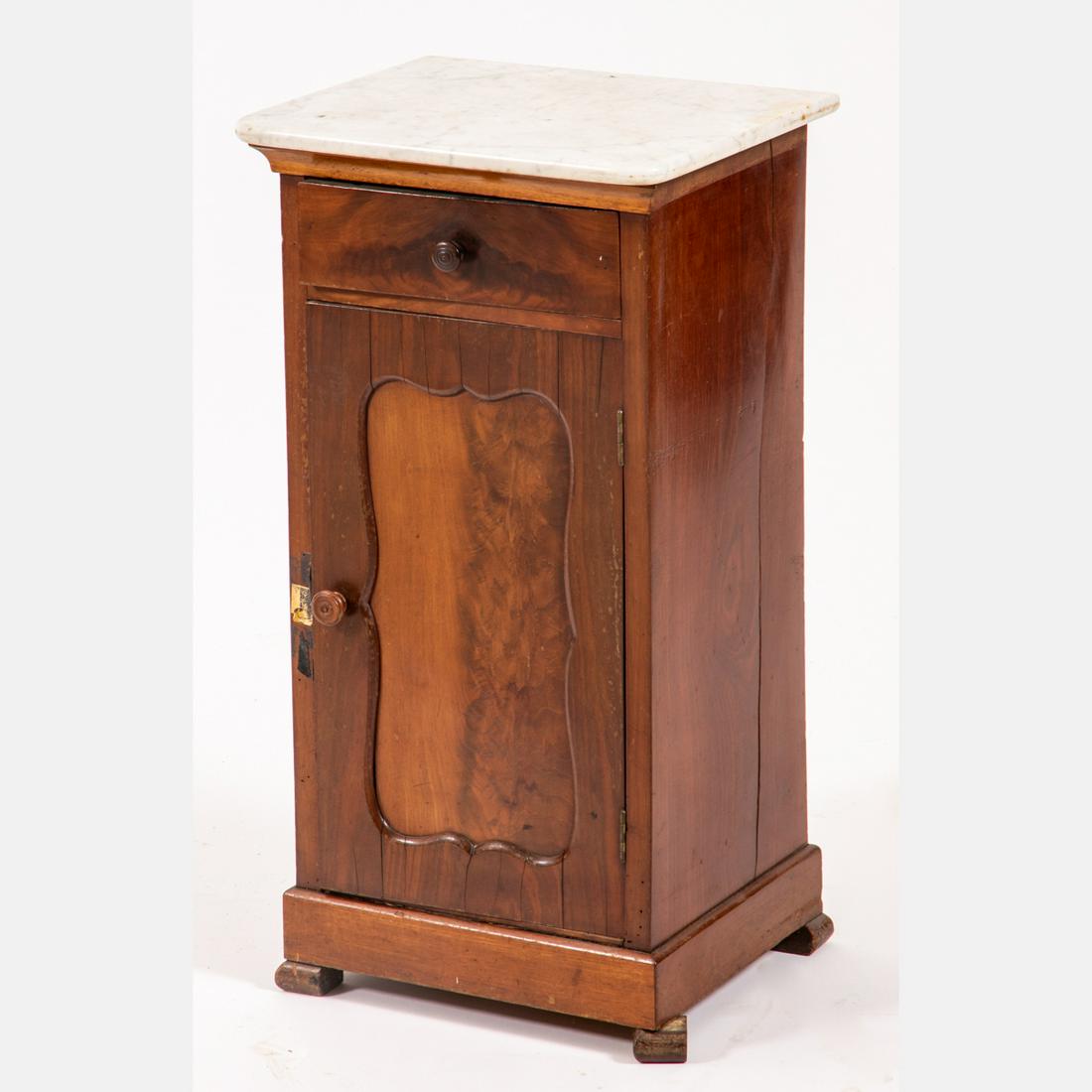 American Flame Mahogany Veneer Marble Top Side Cabinet (1 of 3)