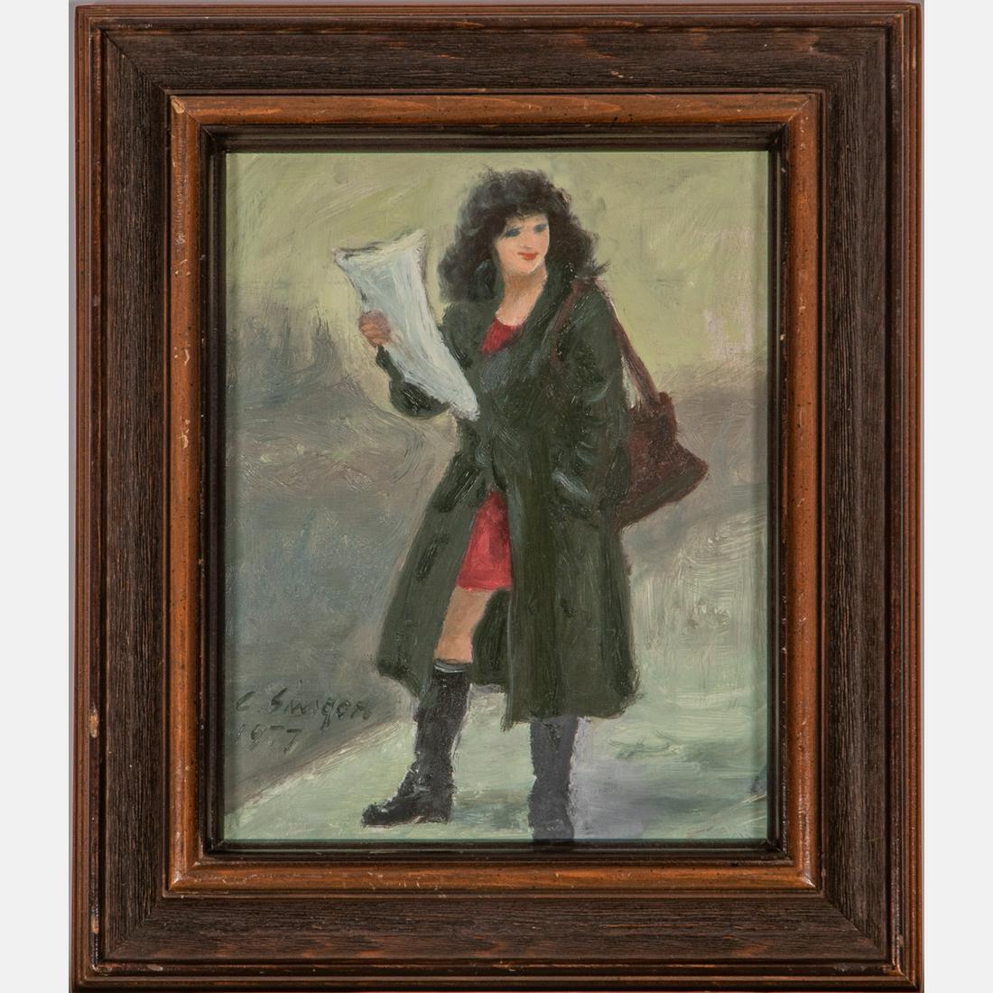 Clyde J. Singer (American, 1908-1999) Girl with Paper, (1 of 6)