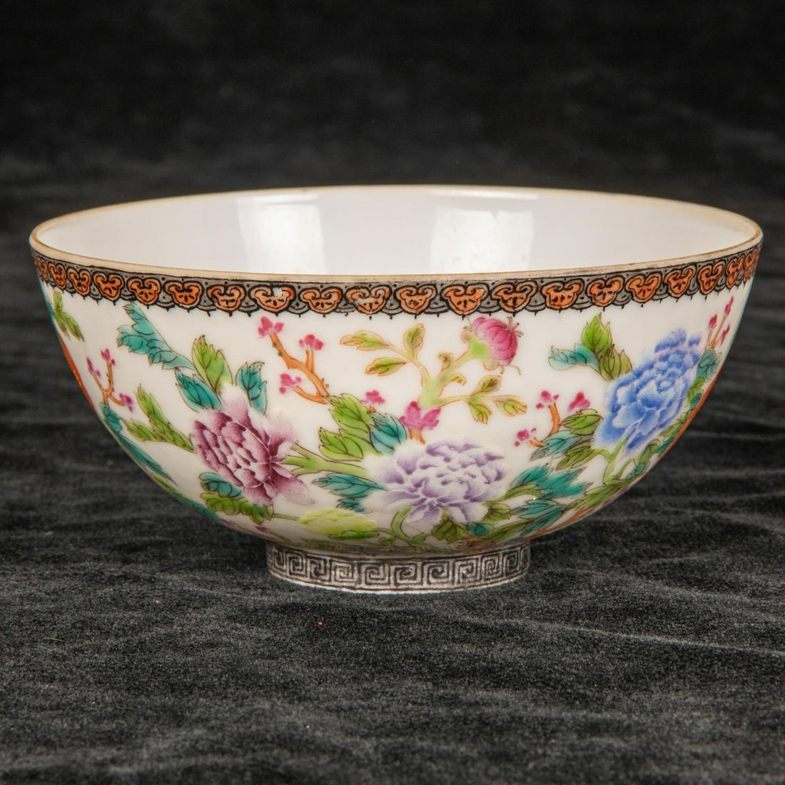 A Chinese Famille Rose Eggshell Porcelain Bowl, 20th: A Chinese Famille Rose Eggshell Porcelain Bowl, 20th Century.With Qianlong Nian Zhi seal mark.H: 2 1/4 D: 4 5/8 in.
