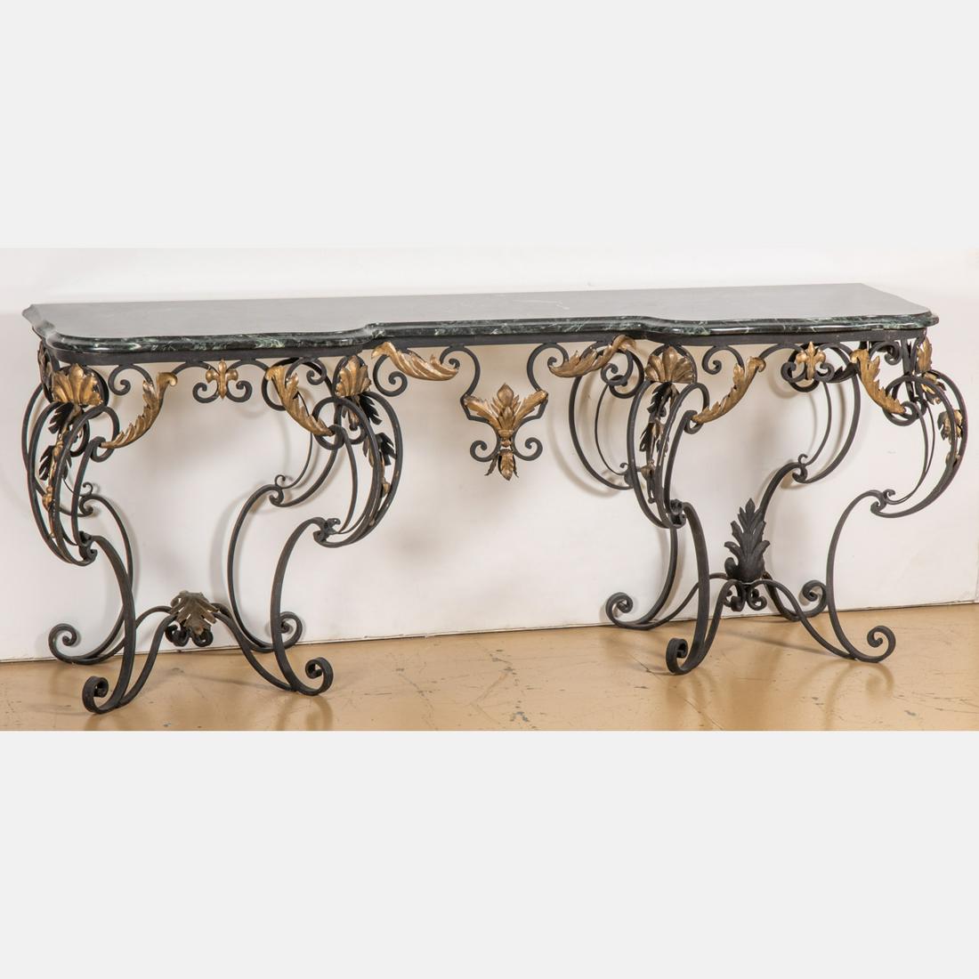 A Rococo Style Wrought Metal and Marble Top Console (1 of 7)