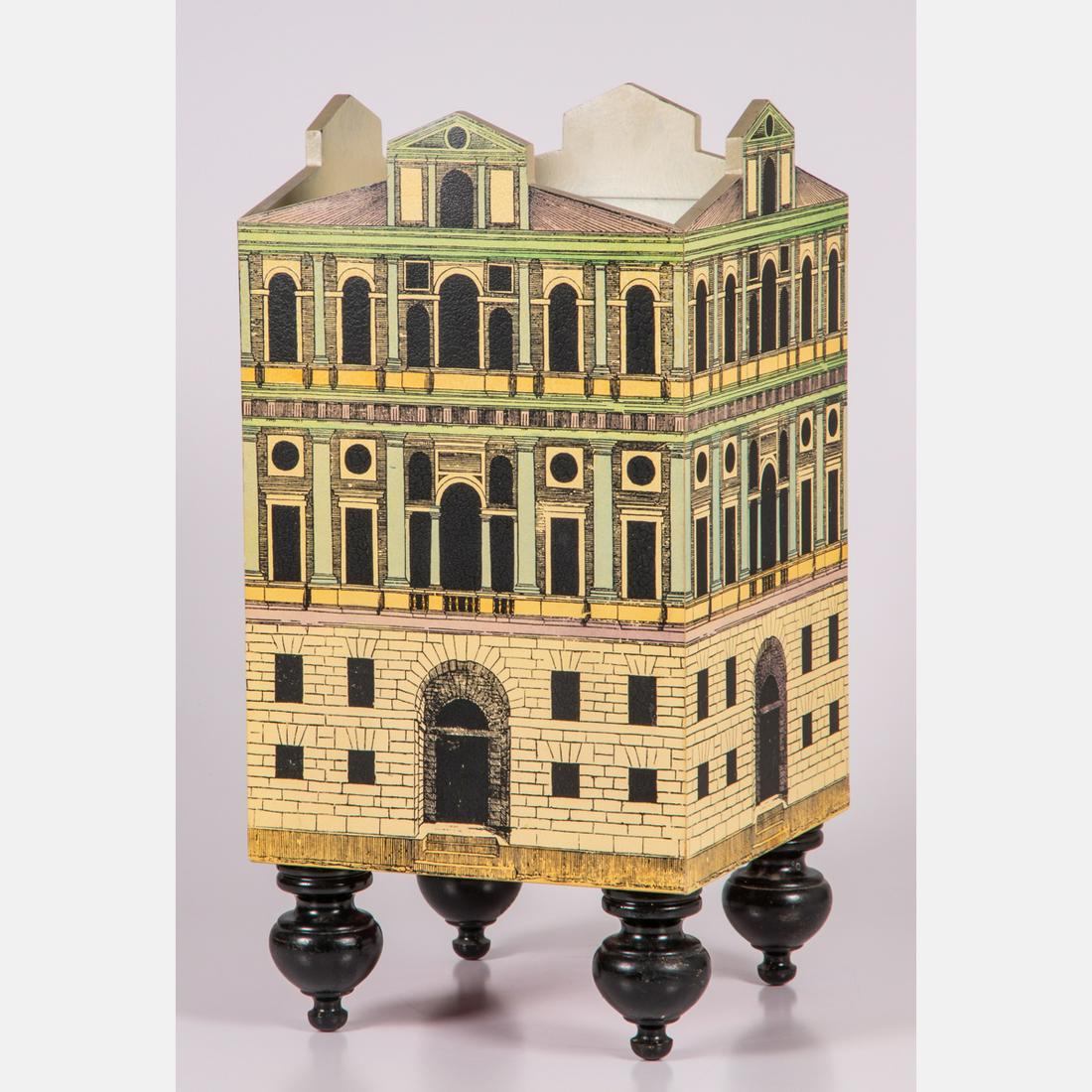 A Fornasetti Style House Form Table with Mirror Top, (1 of 5)