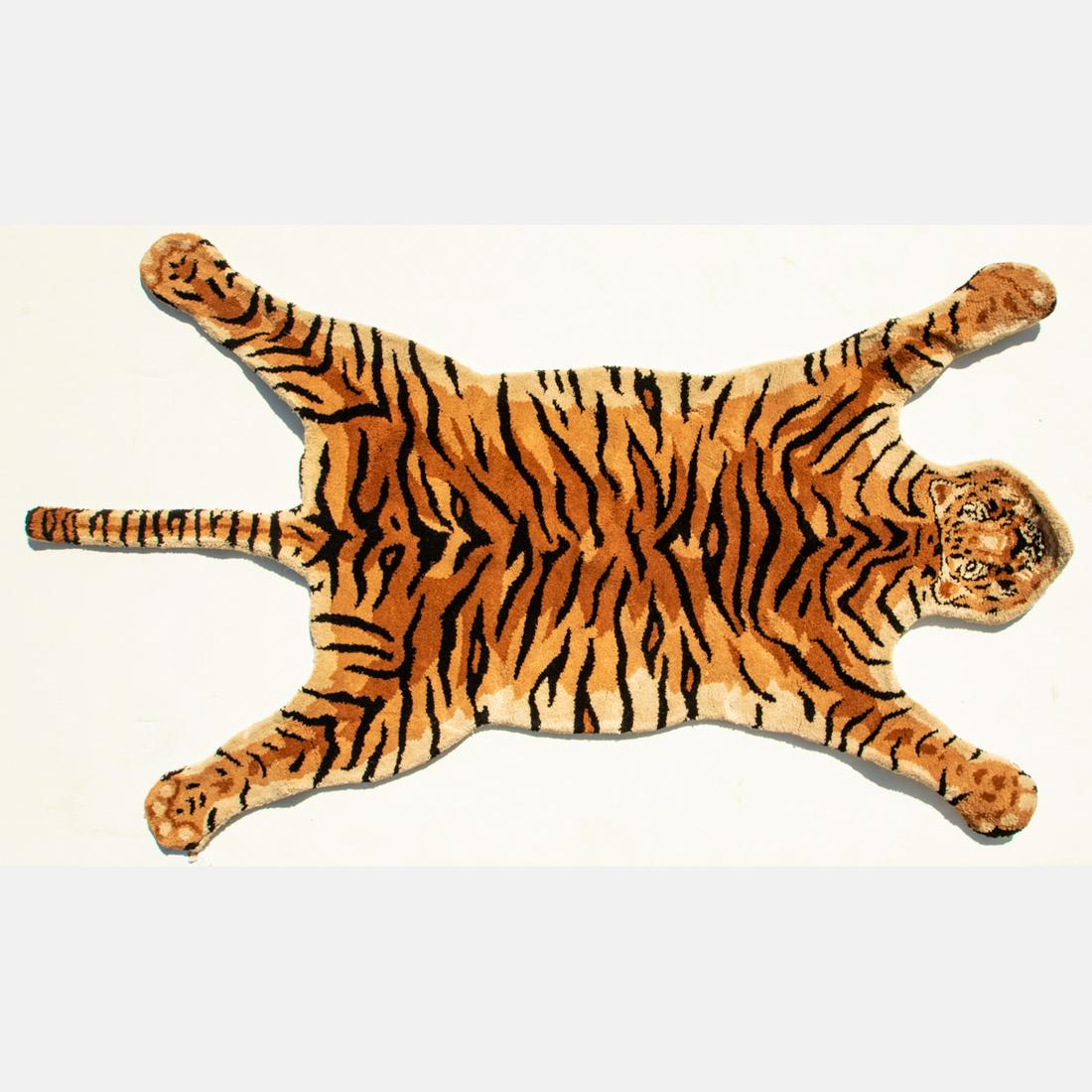 A Hand Tufted Indo Tiger Design Rug, 21st Century. (1 of 3)