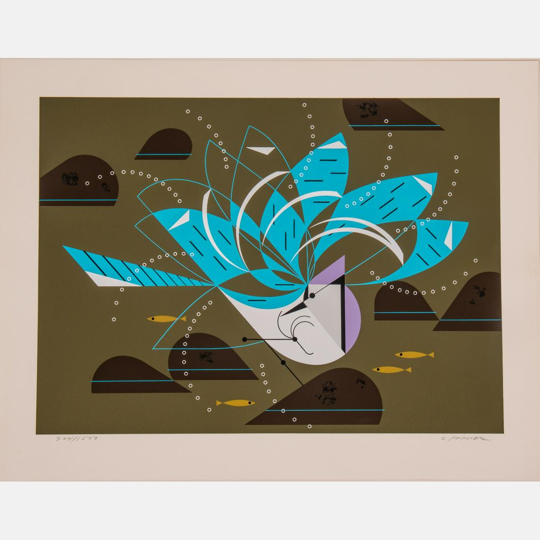 Charles Harper (American, 1922-2007) Blue Jay Bathing,: Charles Harper (American, 1922-2007) Blue Jay Bathing, Serigraph series no. 16, Signed in pencil lower right, edition 724/1500. Sheet dimensions: H: 18 3/4 x W: 24 3/8 in. With original envelope and p