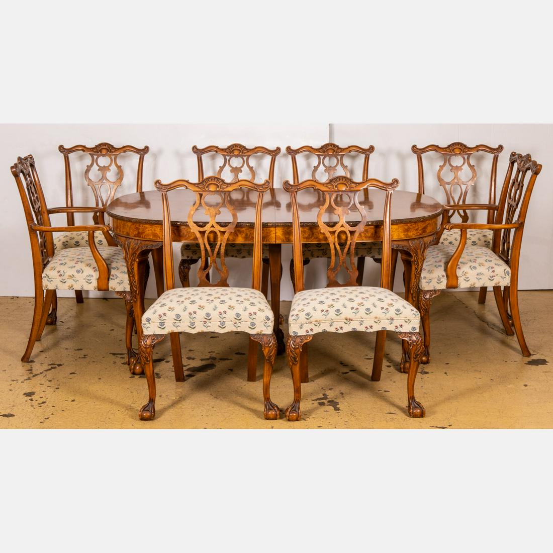 A Chippendale Style Walnut Dining Table with Eight (1 of 7)