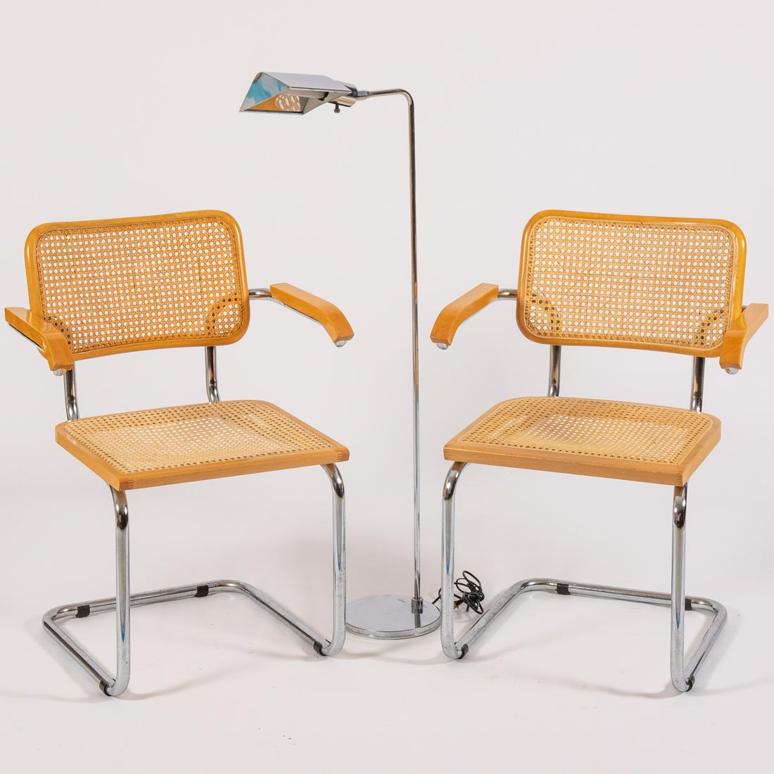 A Pair of Marcel Breuer Style Chrome and Caned Arm (1 of 6)