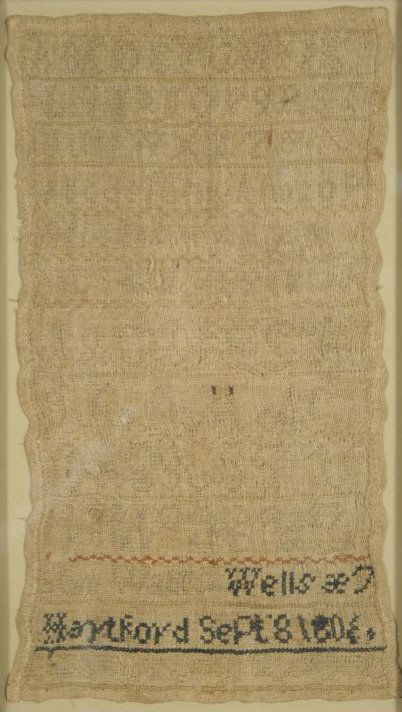 An Embroidered Sampler, dated 1806, by Anne Walls W: An Embroidered Sampler, dated 1806, by Anne Walls Wells, with Alphabet, signed and dated ""sept. 8, 1806"" Note Condition: Unstretched, some losses to embroidery. H: 13 W: 7