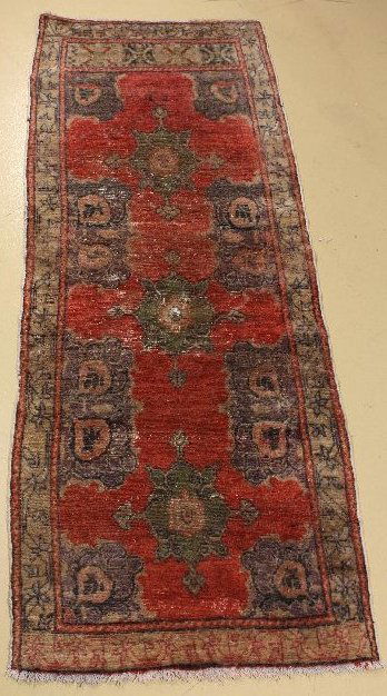 An Antique Turkish Anatolia Wool Runner.: An Antique Turkish Anatolia Wool Runner. 2 ft 7 in x 6 ft 11 in