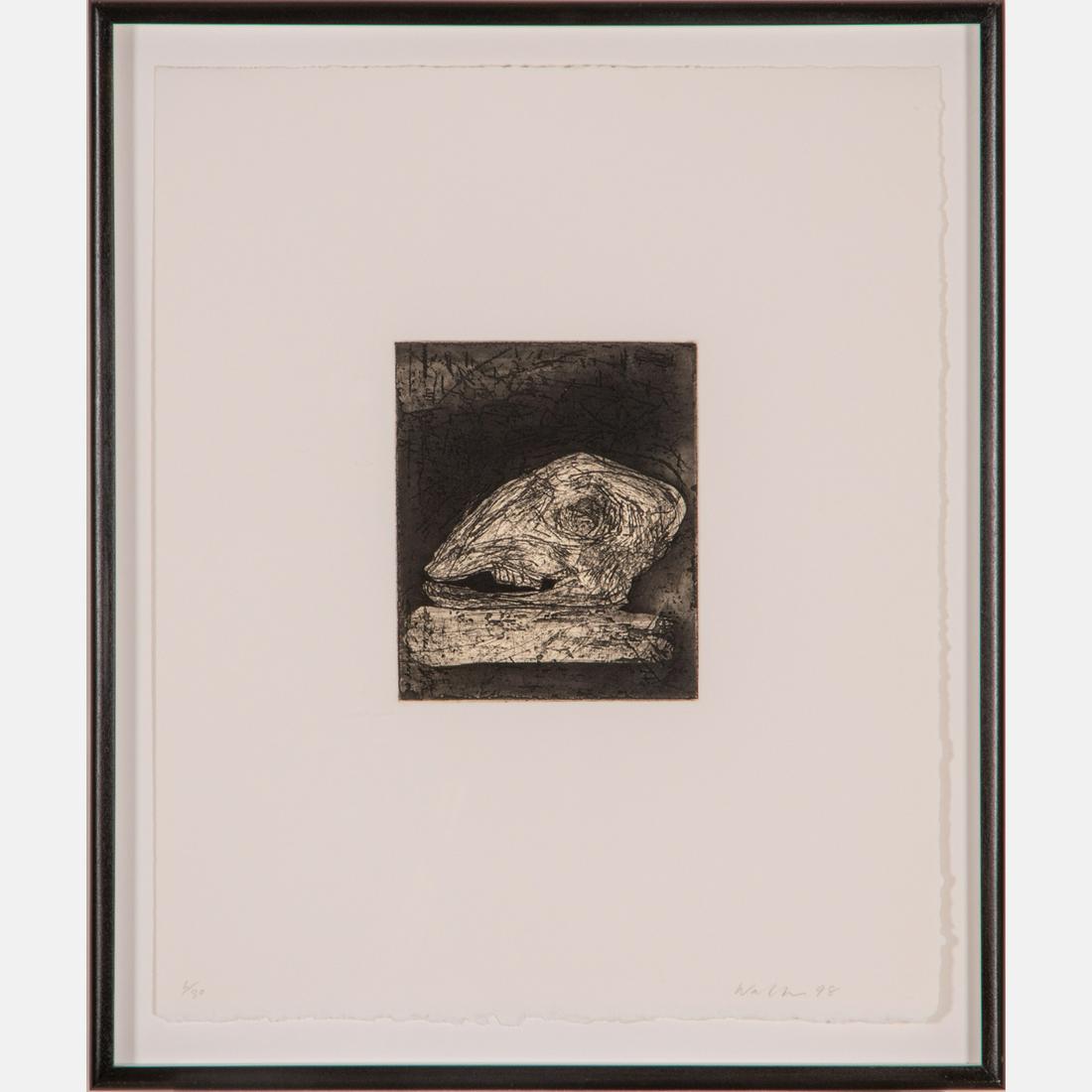 John Walker (British, b.1939) Skull on Book, Etching, (1 of 7)